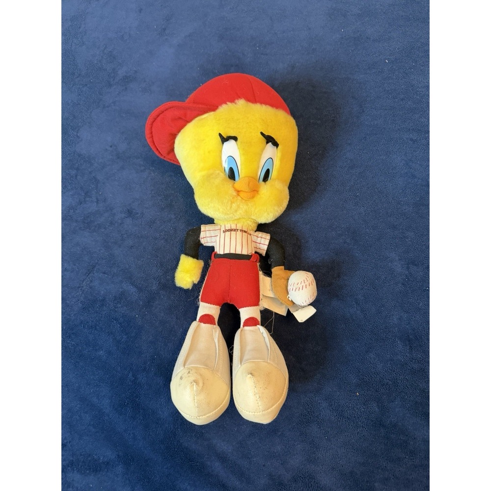 Vtg Tweety Bird 9" Plush Looney Tunes Stuffed Animal Baseball 1998 NWT